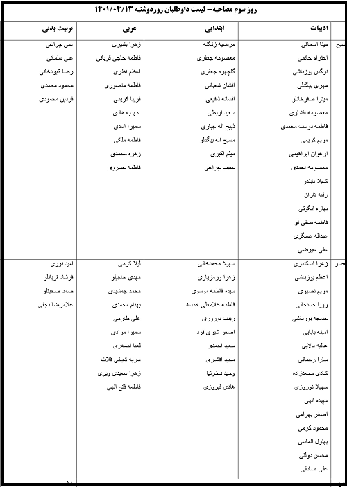 اطلاعیه مصاحبه آزمون استخدامی آموزش و پرورش زنجان